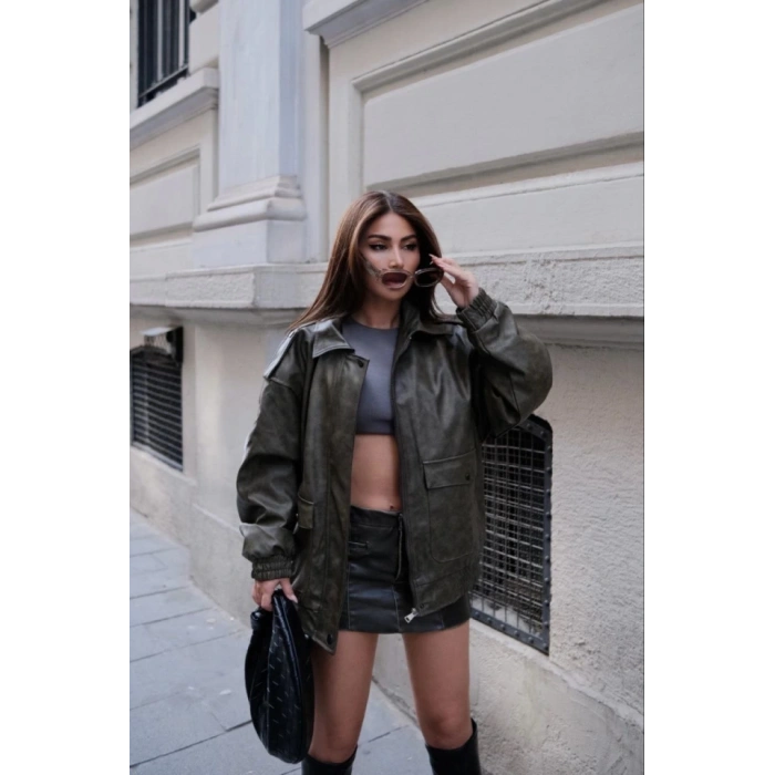 uni Deri Pilot Ceket