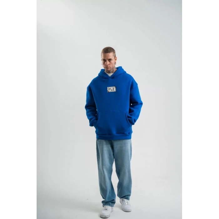 Unisex Kapşonlu Uzun Kol Patchli Nakışlı weathirt  avi