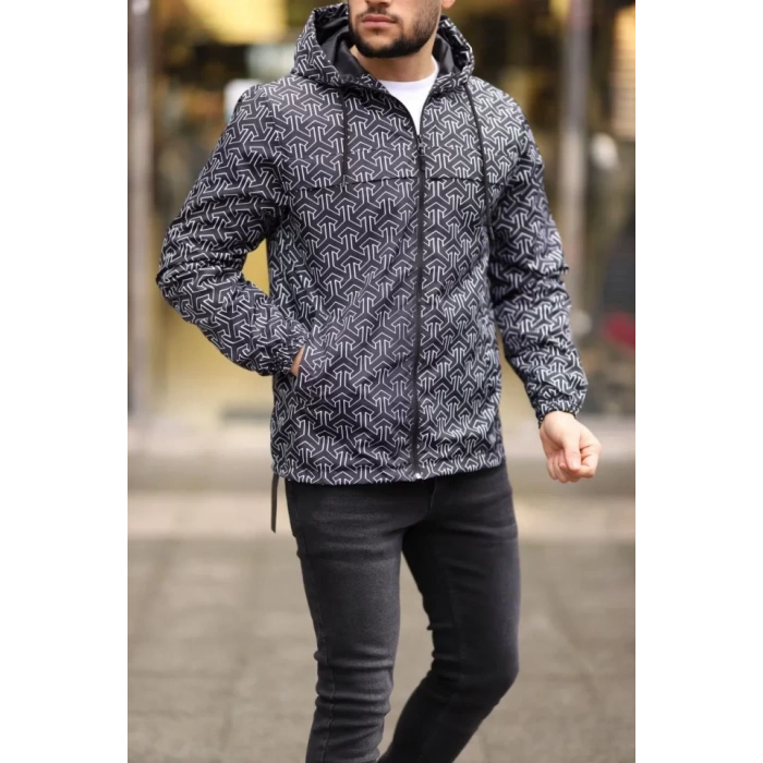 Unisex Kapüşonlu İçi Astarlı Yağmurluk  iyah