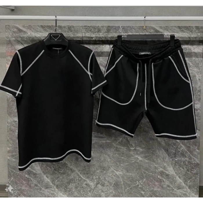 Unisex Karoyaka Dikişli Şortlu Takım  iyah