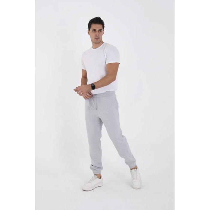 Unisex Kışlık Üç İplik astikli Eşofman Pantolon  Gri