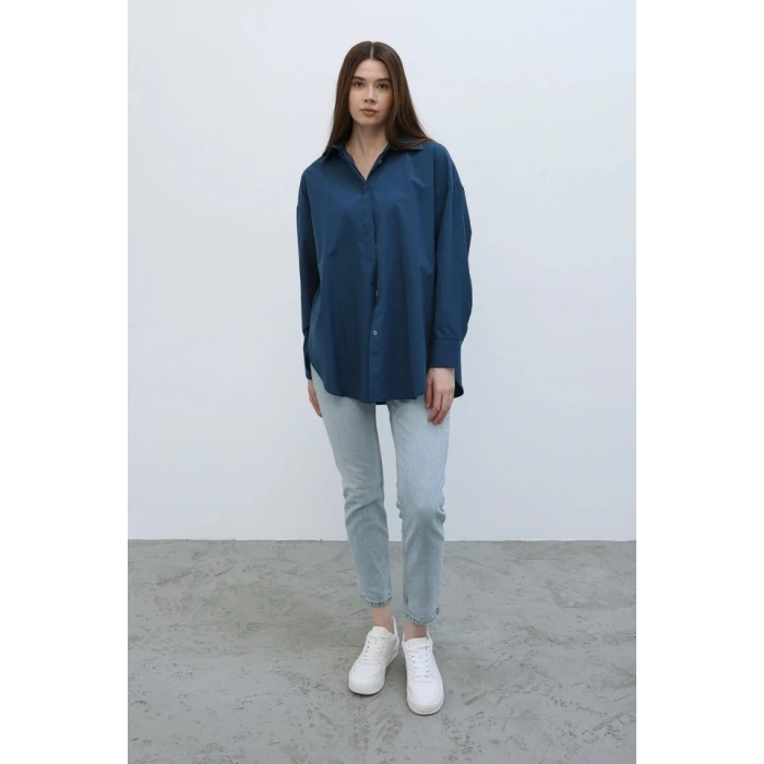 Uzun Kol Gömlek  İndigo