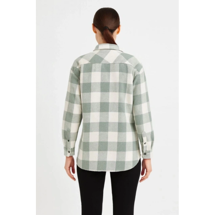 Uzun Kollu Oduncu Gömlek  u Yeşili