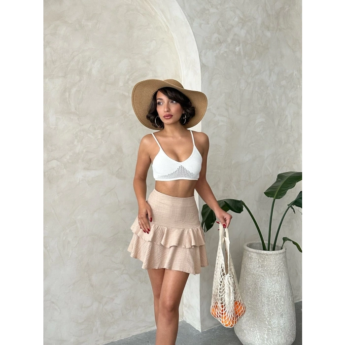 Valonlu fırfırlı etek s24681