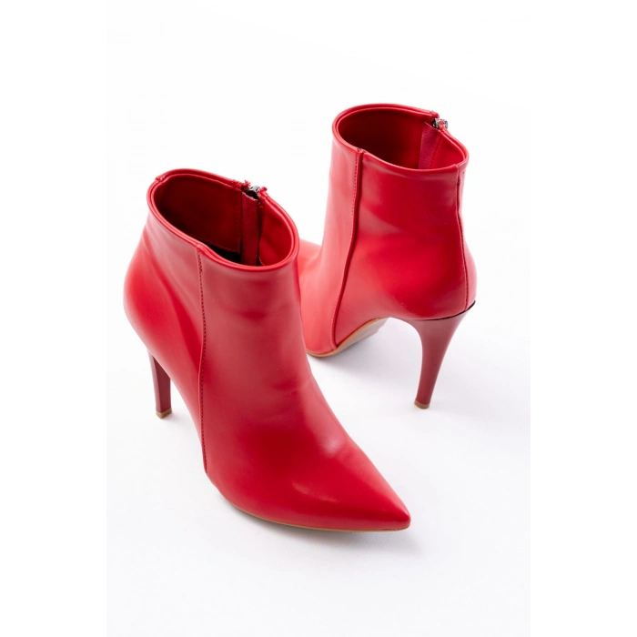 VRT-4802 Kırmızı Yüksek İnce Topuklu Fermuarlı Kadın Bot