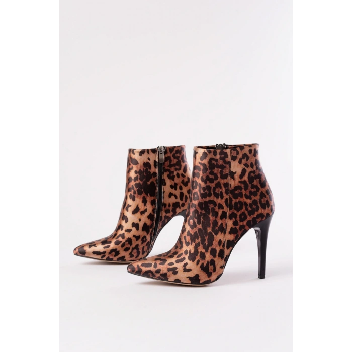 VRT-4802 Leopar Yüksek İnce Topuklu Fermuarlı Kadın Bot