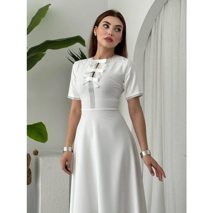 Wera Taşlı Fiyonk Detaylı Elbise