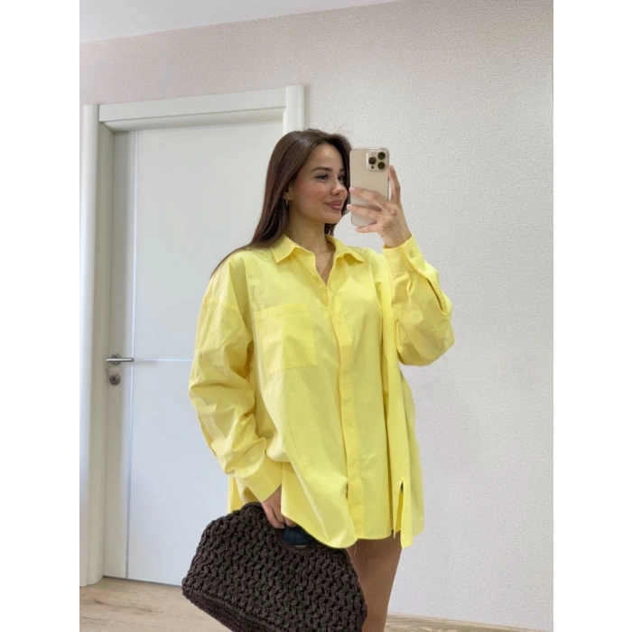 Yakalı Yandan Yırtmaçlı Gömlek  arı