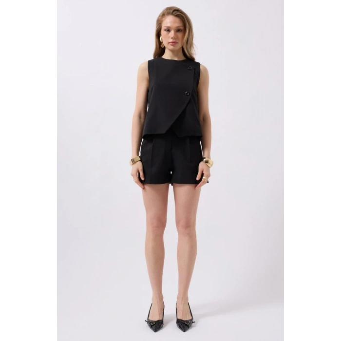 Yandan Düğmeli Dokuma Yelek