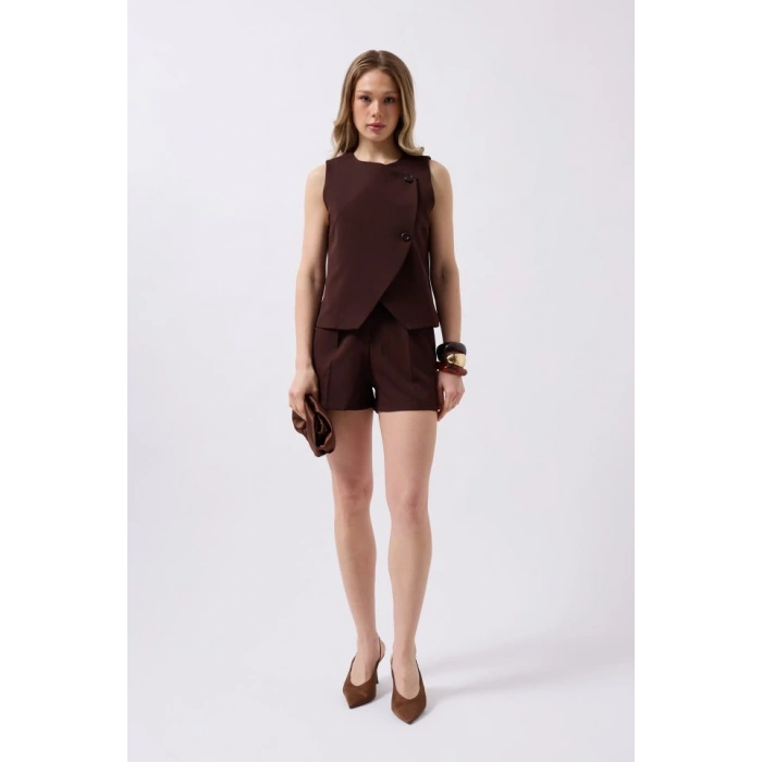 Yandan Düğmeli Dokuma Yelek