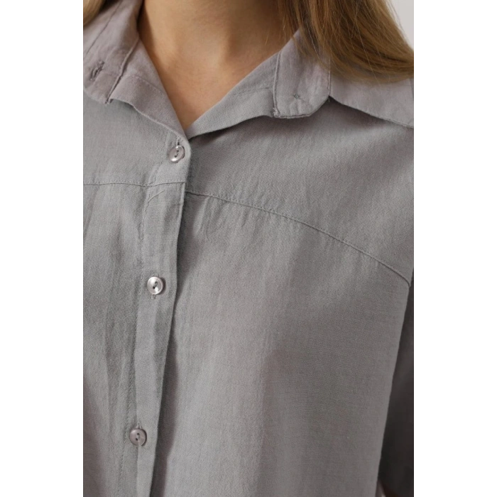 Yarım Kol Gömlek  Gri