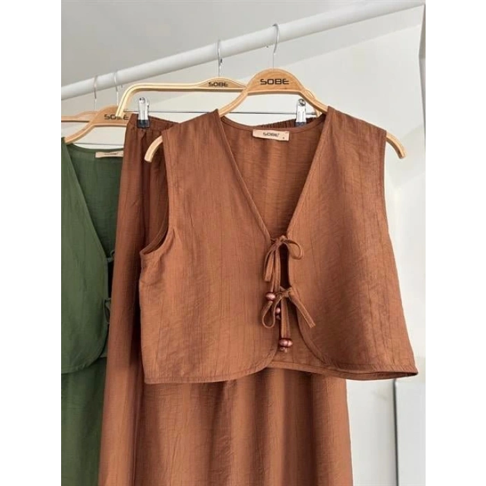 Yelek Önden Bağlamalı Uzun Etekli Takım 10192