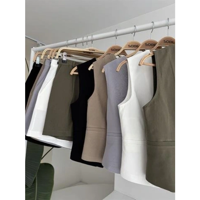 Yelek Şort Flamlı Keten Takım 1013317