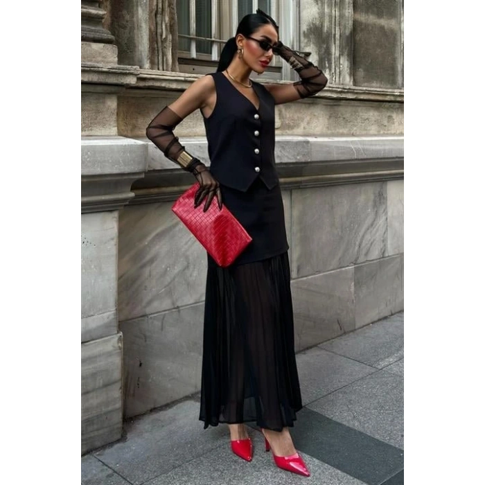 Yelek Ve Pilise Etekli Premium Takım 10096