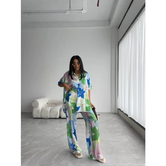 YEŞİ BÜYÜK ÇİÇEK DEEN ATEN GÖEKPANTOON TAKI  Yeşil