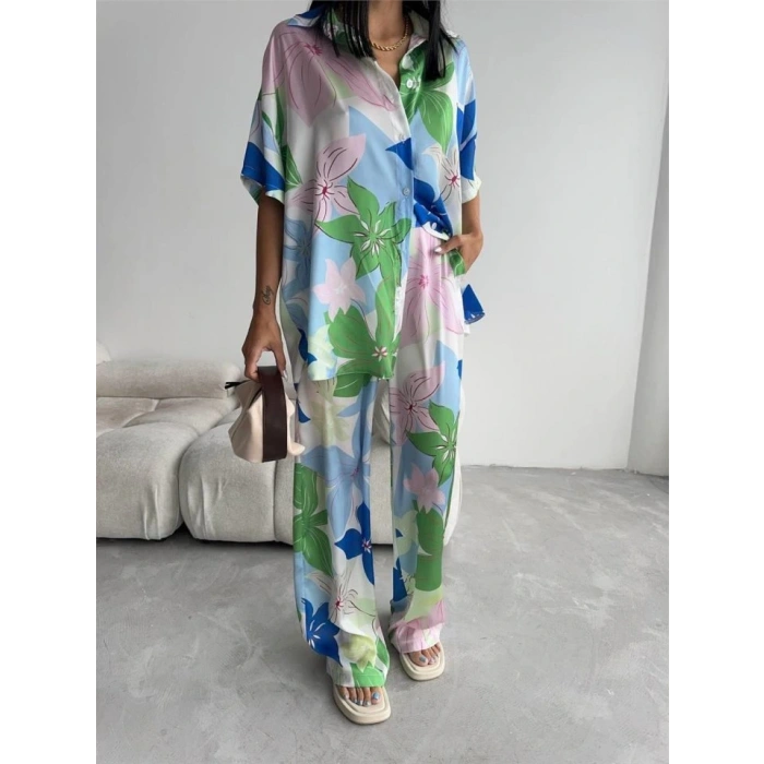 YEŞİ BÜYÜK ÇİÇEK DEEN ATEN GÖEKPANTOON TAKI  Yeşil