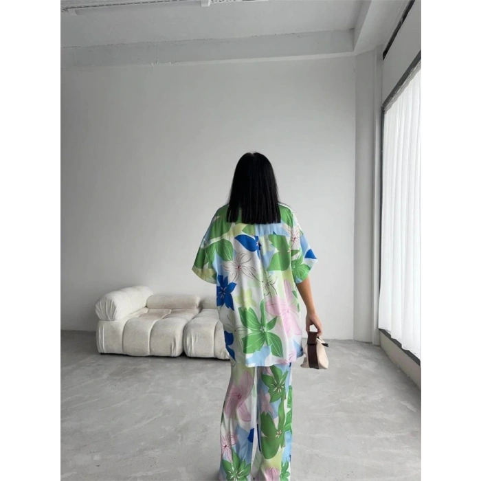 YEŞİ BÜYÜK ÇİÇEK DEEN ATEN GÖEKPANTOON TAKI  Yeşil