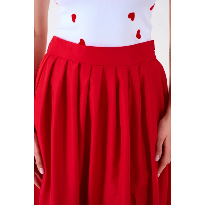 Yırtmaçlı Etek  Kırmızı