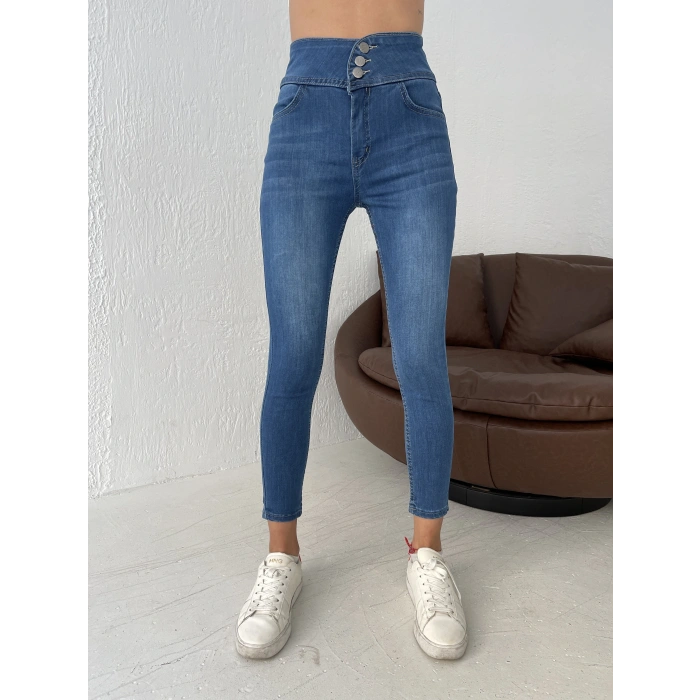 Yüksek Bel ikralı Jean Pantolon 90 Cm