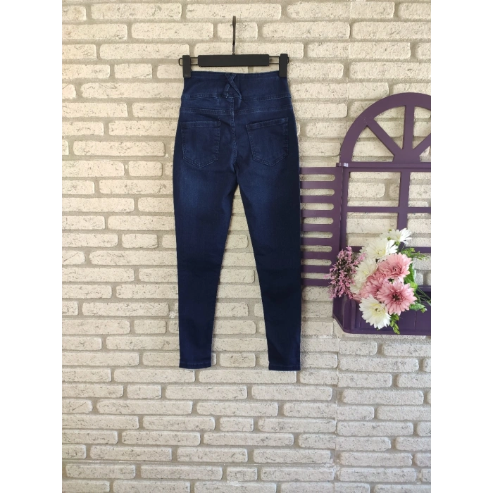 Yüksek Bel Likralı Jean Pantolon 90 Cm