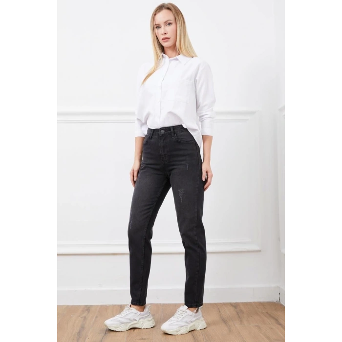 Yüksek bel mont jean pantolon