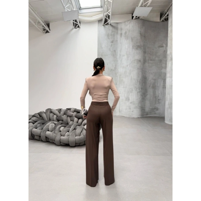Yüksek Bel Straight Fit Palazzo Pantolon