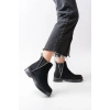 02-02 Siyah Süet Taş Aksesuarlı Lastikli Günlük Kadın Bot