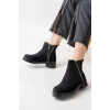 02-02 Siyah Süet Taş Aksesuarlı Lastikli Günlük Kadın Bot