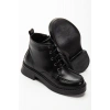02-2001 Siyah Kırışık Rugan Bağcıklı Fermuarlı Günlük Kadın Bot