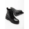 02-2003 Siyah Kırışık Rugan Bağcıklı Fermuarlı Günlük Kadın Bot