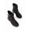 02-2013 Siyah Süet Toka Aksesuarlı Fermuarlı Günlük Kadın Bot