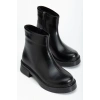 02-3033 Siyah Kırışık Rugan Fermuarlı Günlük Kadın Bot