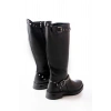 02-307 Siyah Düz Topuklu Günlük Bayan Binici Çizme