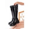 02-307 Siyah Rugan Düz Topuklu Günlük Bayan Binici Çizme