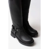 02-312 Siyah Toka Aksesuarlı Fermuarlı Günlük Kadın Çizme