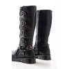 02-346 Siyah Düz Topuklu Günlük Bayan Binici Çizme