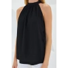 0489 Halter Yaka Örme Bluz  Siyah