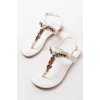 152-1110 Beyaz Multi Taşlı Parmak Arası Kadın Sandalet