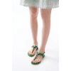 152-1110 Çimen Yeşili Multi Taşlı Parmak Arası Kadın Sandalet