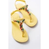 152-1110 Sarı Multi Taşlı Parmak Arası Kadın Sandalet