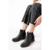 165-209 Siyah Arka Bağcık Aksesuarlı Fermuarlı Günlük Kadın Bot