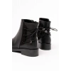 165-209 Siyah Arka Bağcık Aksesuarlı Fermuarlı Günlük Kadın Bot