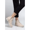 165-225 Bej Cilt Bağcıklı Fermuarlı Günlük Kadın Bot