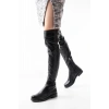 165-Streç Siyah Diz Üstü Fermuarlı Günlük Kadın Çizme