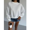2 iplik bisiklet yaka sweat beyaz f2339