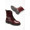 2024-2289 Bordo Rugan Bağcıklı Fermuarlı Günlük Kadın Bot
