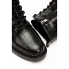 2024-2289 Siyah Kroko Bağcıklı Fermuarlı Günlük Kadın Bot
