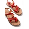205-09 Kırmızı Ortopedik Hakiki Deri Kadın Sandalet