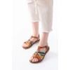 205-208 Multi Hakiki Deri Ortopedik Taban Kadın Sandalet