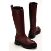 236-340 Bordo Fermuarlı Günlük Kadın Çizme